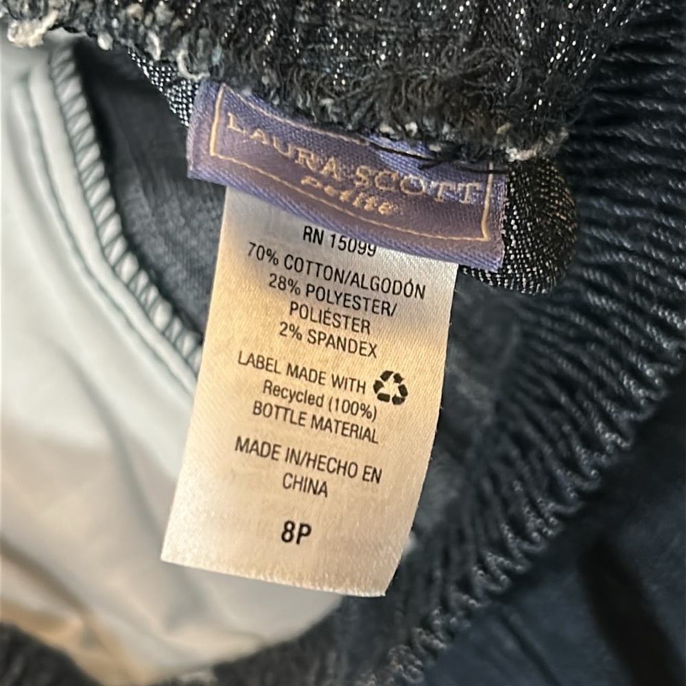 Laura Scott Women's Dark Blue Denim Trousers, EUC, SIZE 8P - Picture 2 of 4